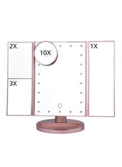 Generic LED Touch Screen Magnifying Vanity Makeup Mirror Rose Gold 30*20centimeter  - Image 3