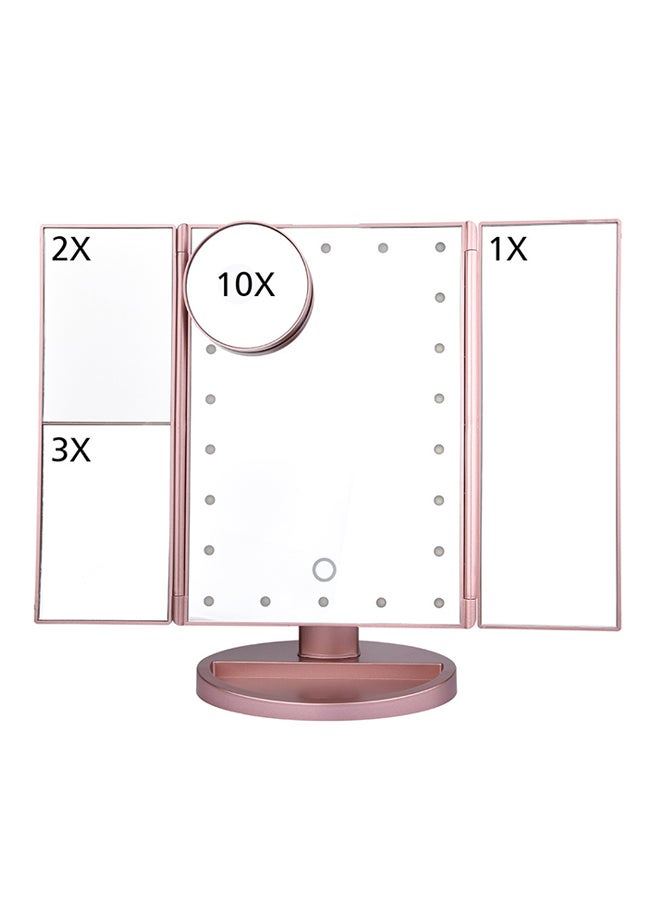 Generic LED Touch Screen Magnifying Vanity Makeup Mirror Rose Gold 30*20centimeter  - Image 3