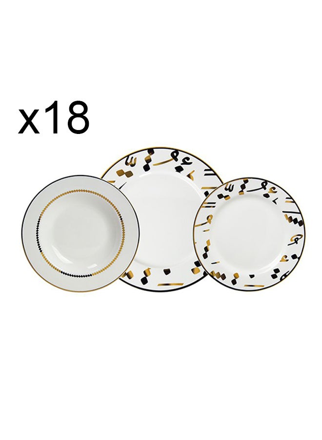 La Mesa 18-Piece Tashkeel Dinnerware Set White/Gold 