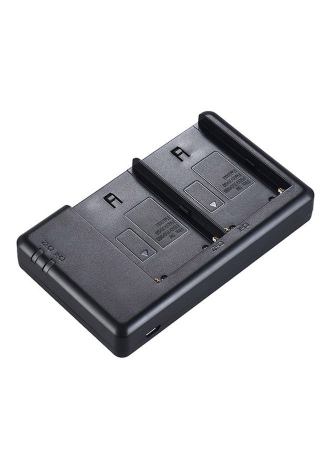 Generic - Dual Channel Digital Camera Battery Charger With LCD Display For Canon Camera Black - Image 1