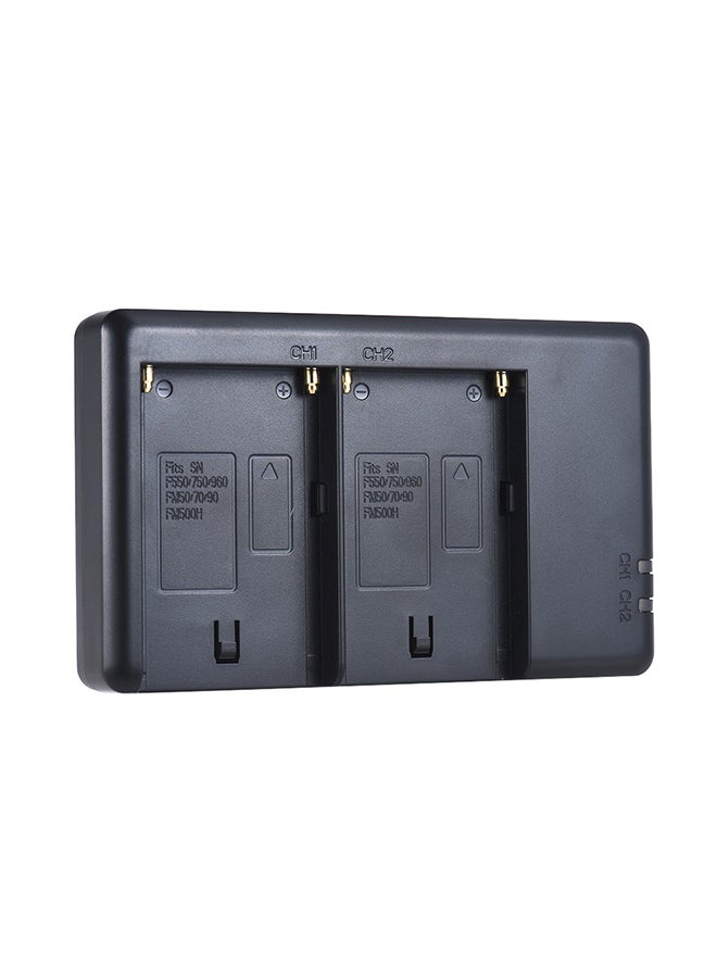 Generic - Dual Channel Digital Camera Battery Charger With LCD Display For Canon Camera Black - Image 1