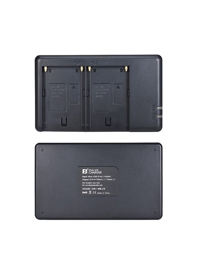 Generic - Dual Channel Digital Camera Battery Charger With LCD Display For Canon Camera Black - Image 1