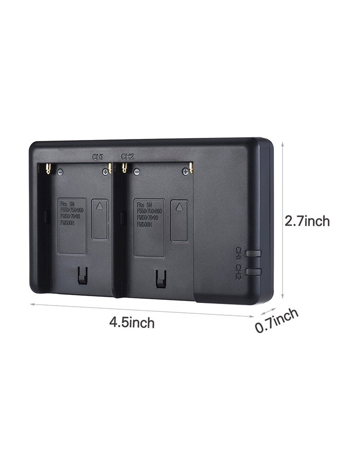 Generic - Dual Channel Digital Camera Battery Charger With LCD Display For Canon Camera Black - Image 1