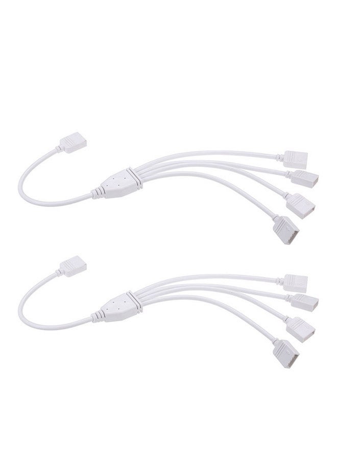 2-Piece 4-Pin Female To Female Connection Cable For LED Strip White - Image 1