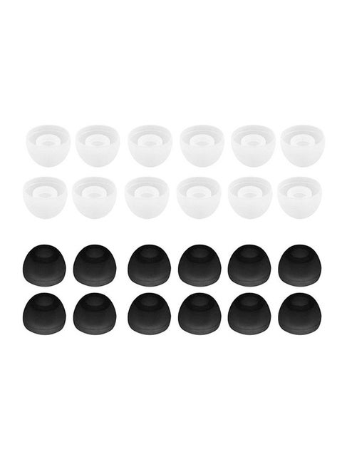 12 Pairs Silicone Earbud Cushion Replacement Headphone Headset Ear Pads Gel Covers Black/White