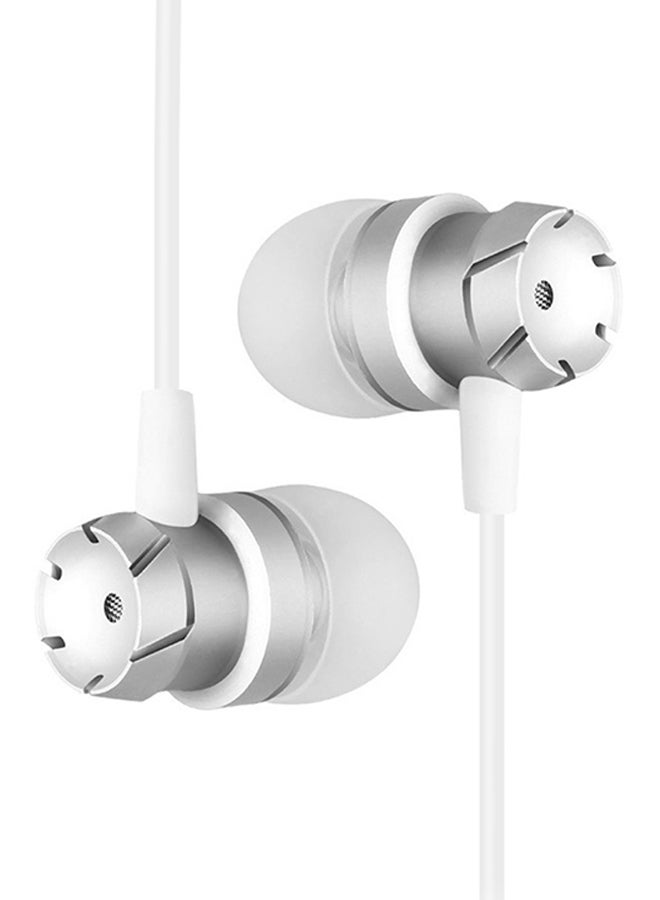 Wired In-Ear Earphones With Mic White/Silver - Image 1