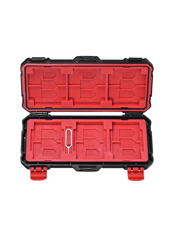 Memory Card And SIM Organizer Case Black/Red
