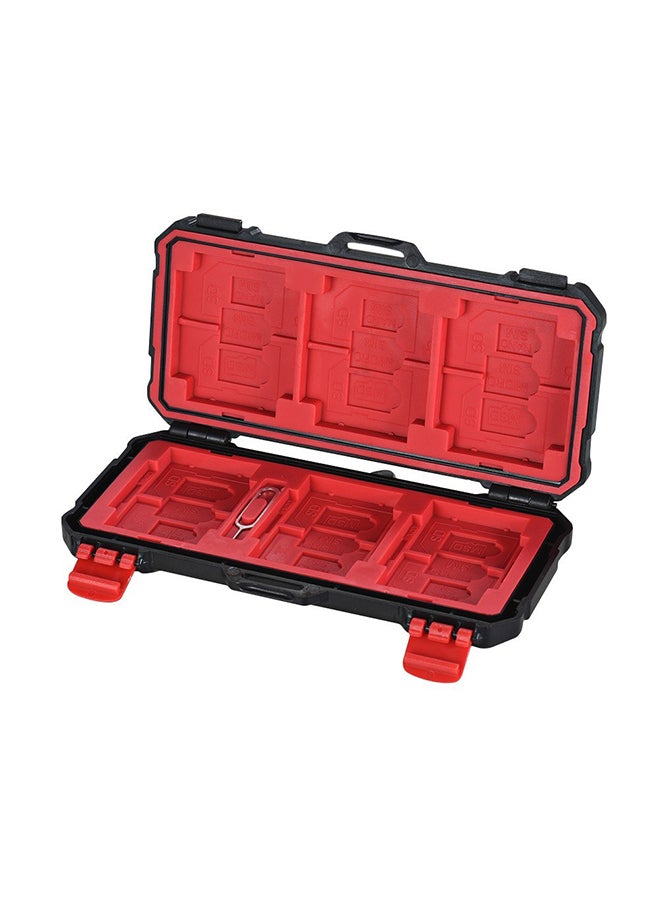 Memory Card And SIM Organizer Case Black/Red