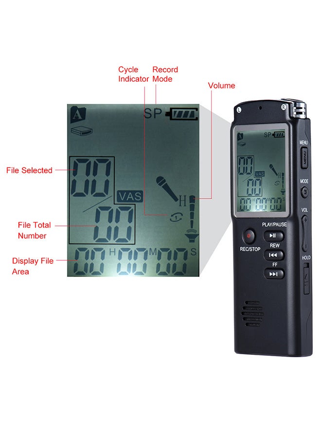 Voice Recorder MP3 Player OS0124 Black  - Image 2
