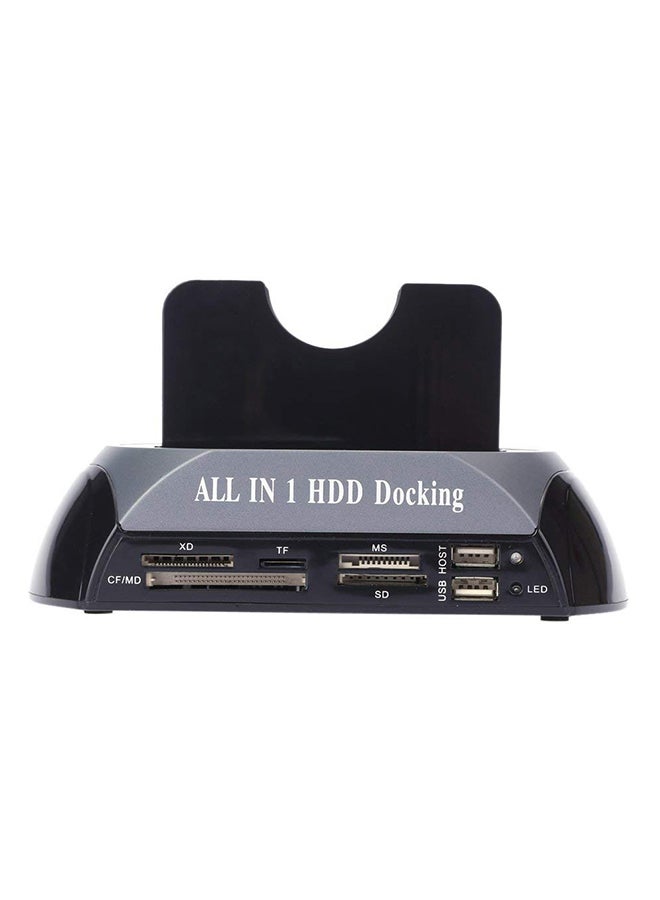 2-Dock Dual Bay Hard Drive Docking Station With e-SATA Card Reader Hub Black - Image 1
