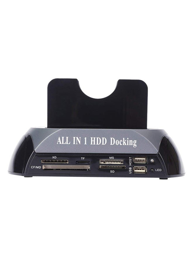 2-Dock Dual Bay Hard Drive Docking Station With e-SATA Card Reader Hub Black  - Image 1