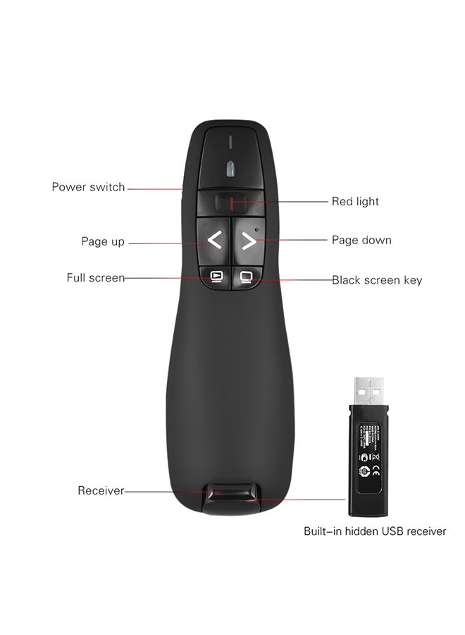 Generic Wireless USB Presenter With Laser Pointer Black  - Image 2