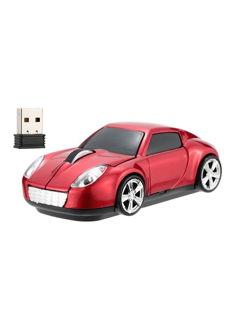 Wireless Racing Car Shaped Optical USB Mouse Red/Black