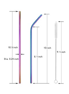 10-Piece Stainless Steel Drinking Straw Set Multicolor 26.7x0.6centimeter - v1548322203/N18675454A_5