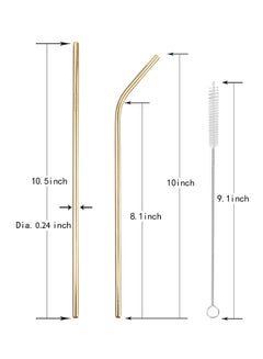 10-Piece Stainless Steel Drinking Straw Set Light Gold 26.7x0.6cm - v1548322205/N18675466A_5