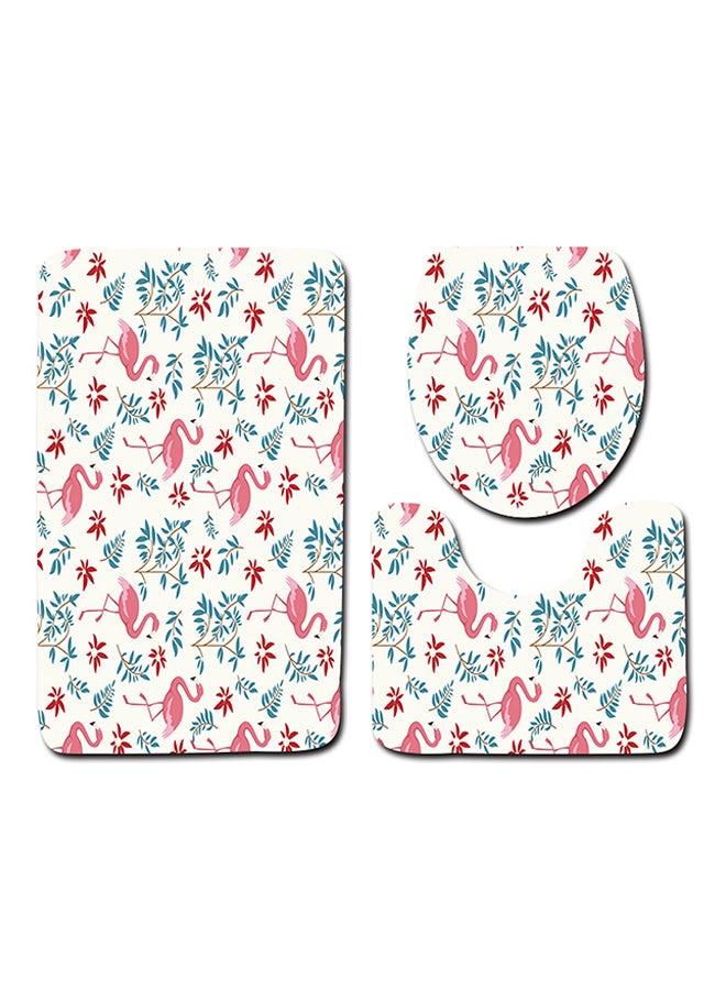 Sharpdo 3-Piece Flamingo Bath Mat Set Multicolour 45x75x0.5centimeter