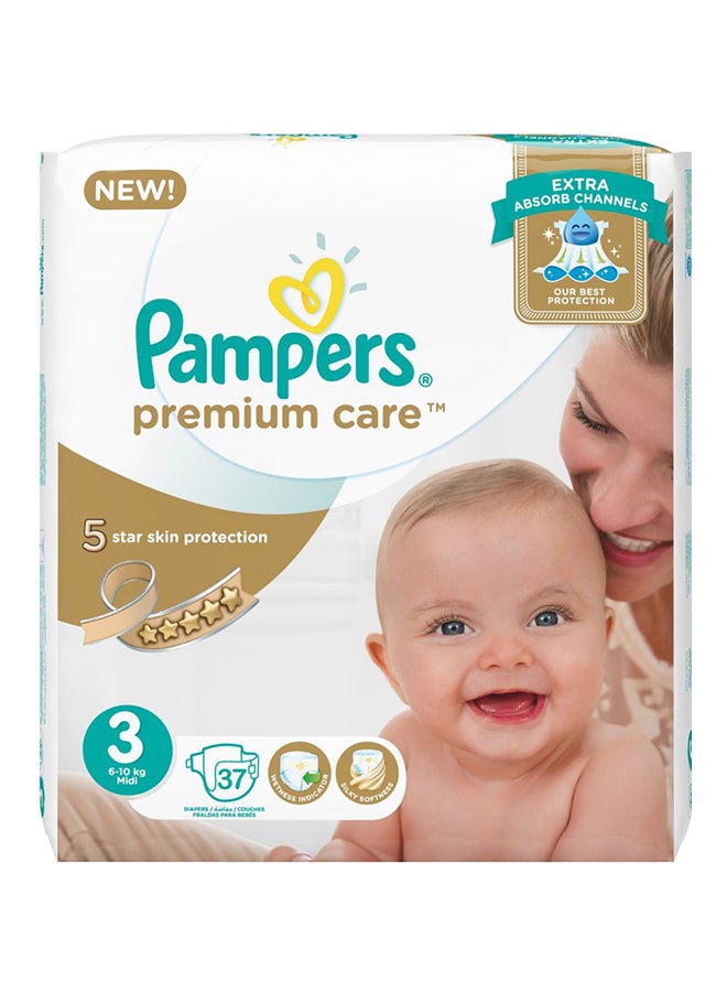 Pampers - Set Of 3 Premium Care Diapers, Value Pack, Size 3, Midi, 6-10 Kg, 37 Count - Image 1