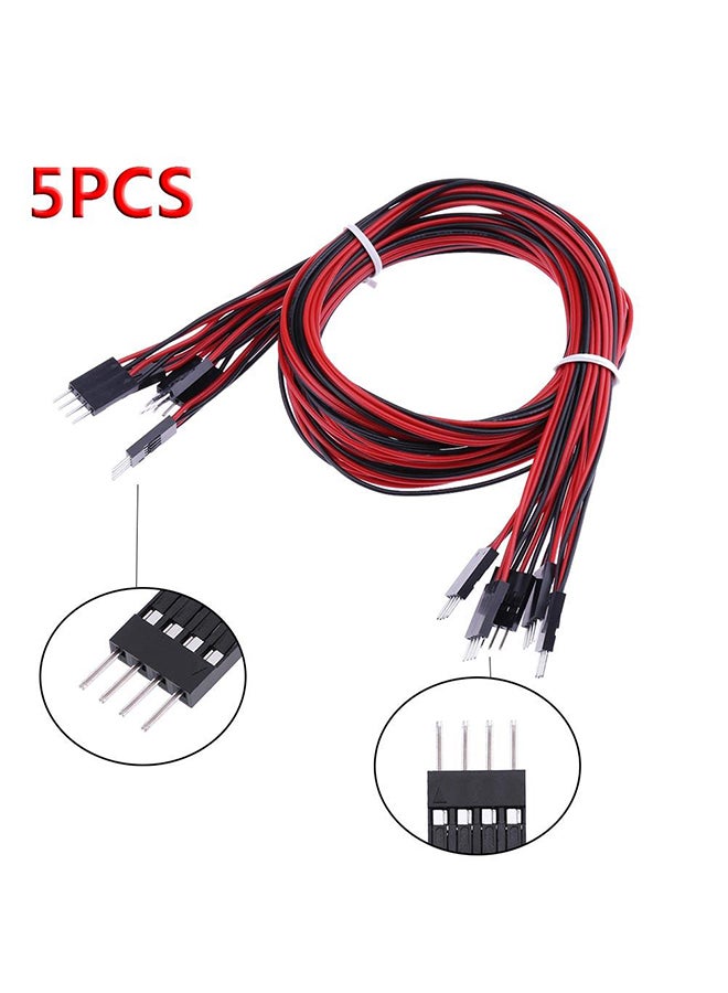 5-Piece 70cm 4 Pin Dupont Cable Male To Male Terminal Line 3D Printers Parts Black/Red - Image 3