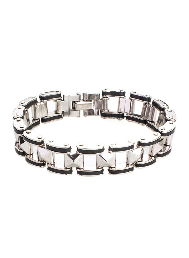 Shining Jewel 316 Stainless Steel Biker Designer Strap Bracelet  - Image 1