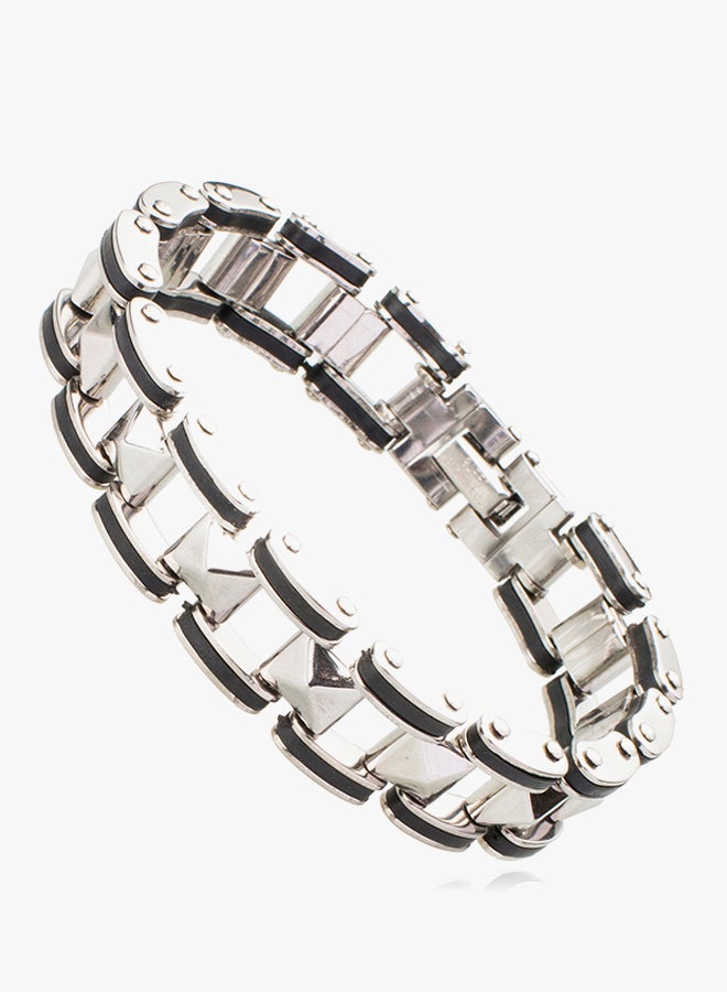 Shining Jewel 316 Stainless Steel Biker Designer Strap Bracelet  - Image 2