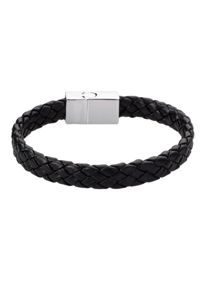 Shining Jewel - Leather Multilayer Braided Bracelet With Stainless Steel Clasps - Image 1