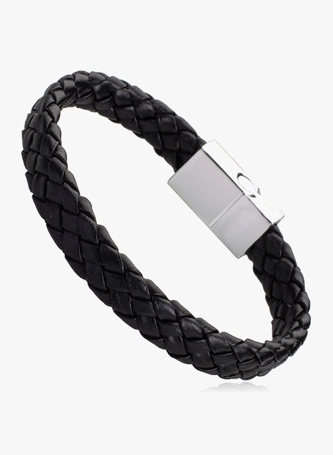 Shining Jewel - Leather Multilayer Braided Bracelet With Stainless Steel Clasps - Image 1