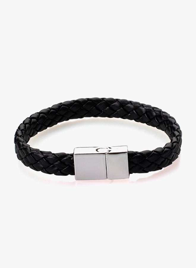 Shining Jewel - Leather Multilayer Braided Bracelet With Stainless Steel Clasps - Image 1