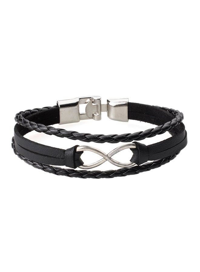Shining Jewel Leather Multilayer Braided Bracelet With Stainless Steel Infinity Charm - Image 1