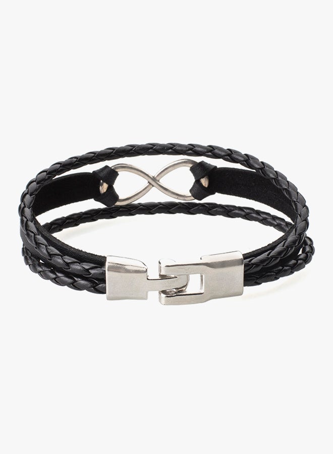 Shining Jewel Leather Multilayer Braided Bracelet With Stainless Steel Infinity Charm - Image 4