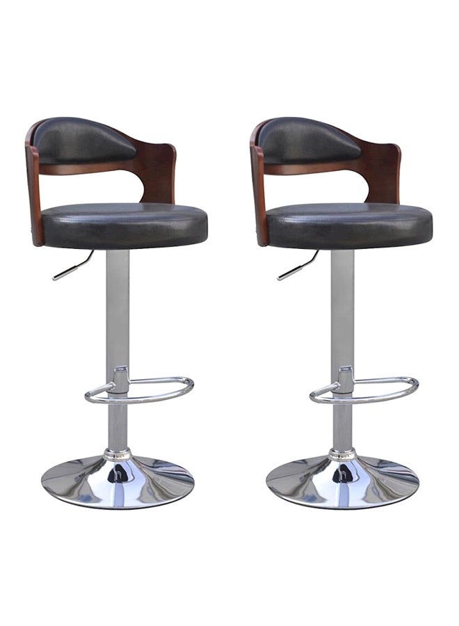 AE 2-Piece Leather Padded Lift Stool Black/Brown/Silver 43x45centimeter - Image 1