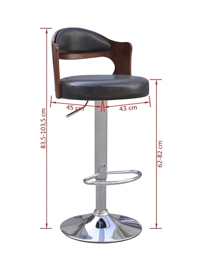 AE 2-Piece Leather Padded Lift Stool Black/Brown/Silver 43x45centimeter - Image 2