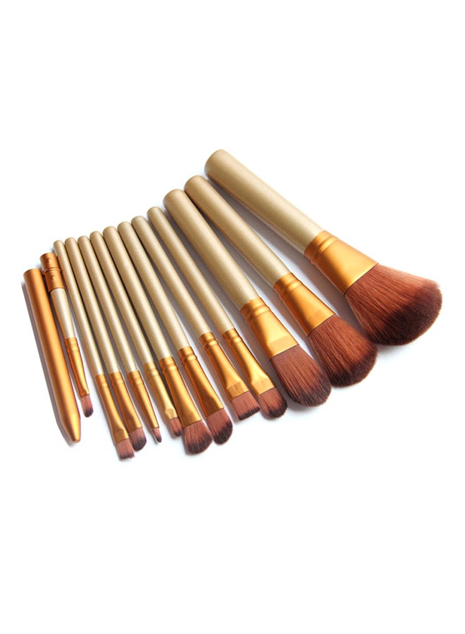 12-Piece Make-Up Brush Set Gold/Bronze - Image 2