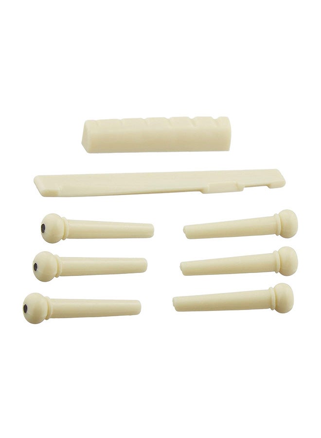 Mike Music 8-Piece Guitar Bone Bridge Pins And Saddle Nut Set - Image 1