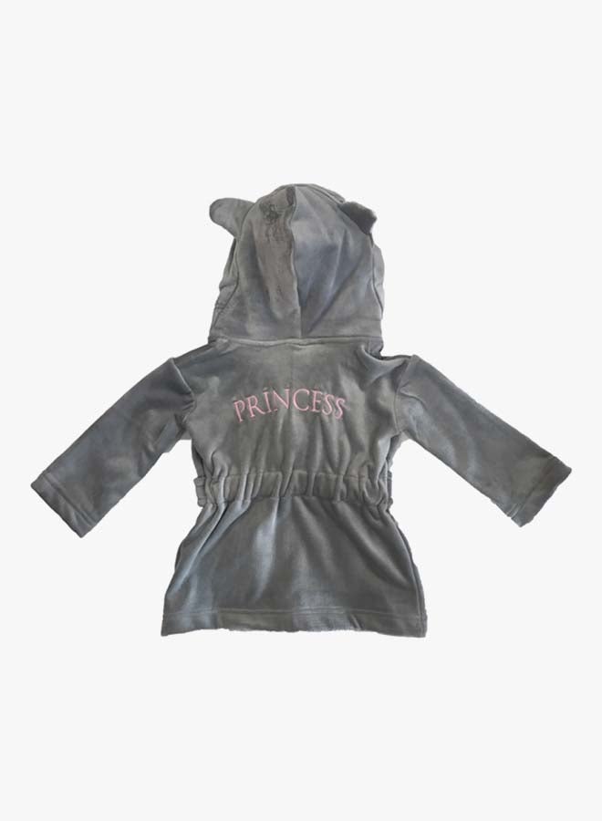 Mamas Gift Princess Winter Hooded Robe Grey  - Image 2