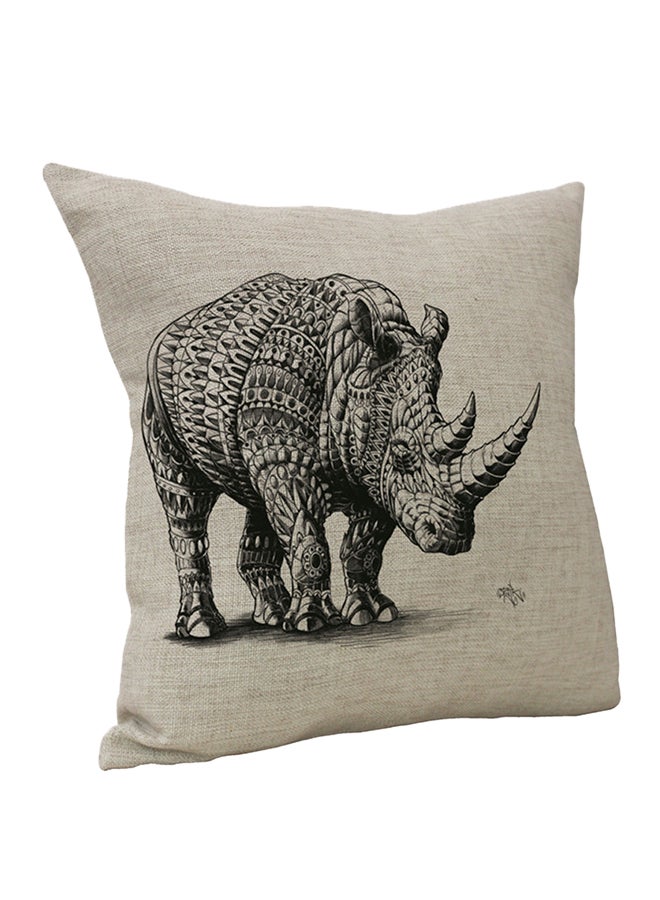 Sharpdo Decorative Rhinoceros Printed Pillow Grey
