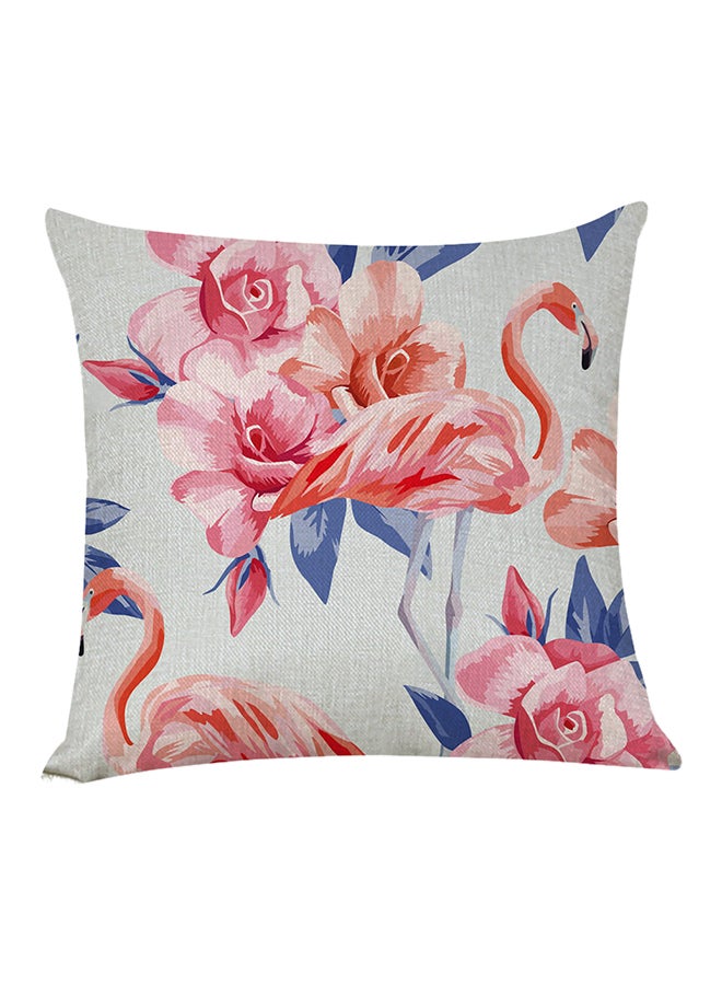 Sharpdo Decorative Flamingo Printed Pillow White/Peach/Blue
