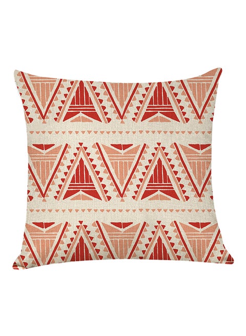 Decorative Square Shaped Printed Pillow Red/White/Beige
