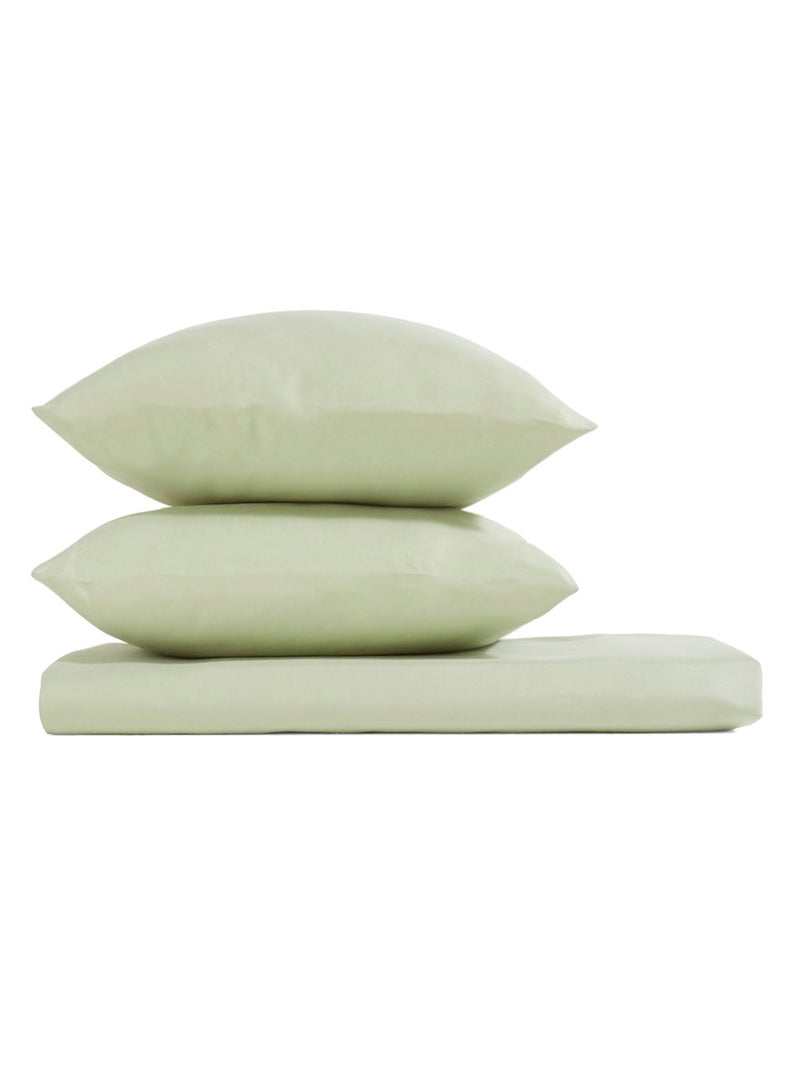 Soft Touch Fitted Bedsheet + 2 Pillowcase Sage King