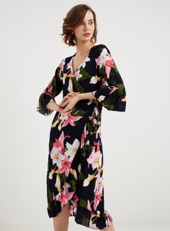 keguay Floral Printed Midi Dress White/Pink/Purple  - Image 1