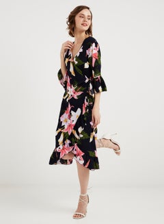 keguay Floral Printed Midi Dress White/Pink/Purple  - Image 3
