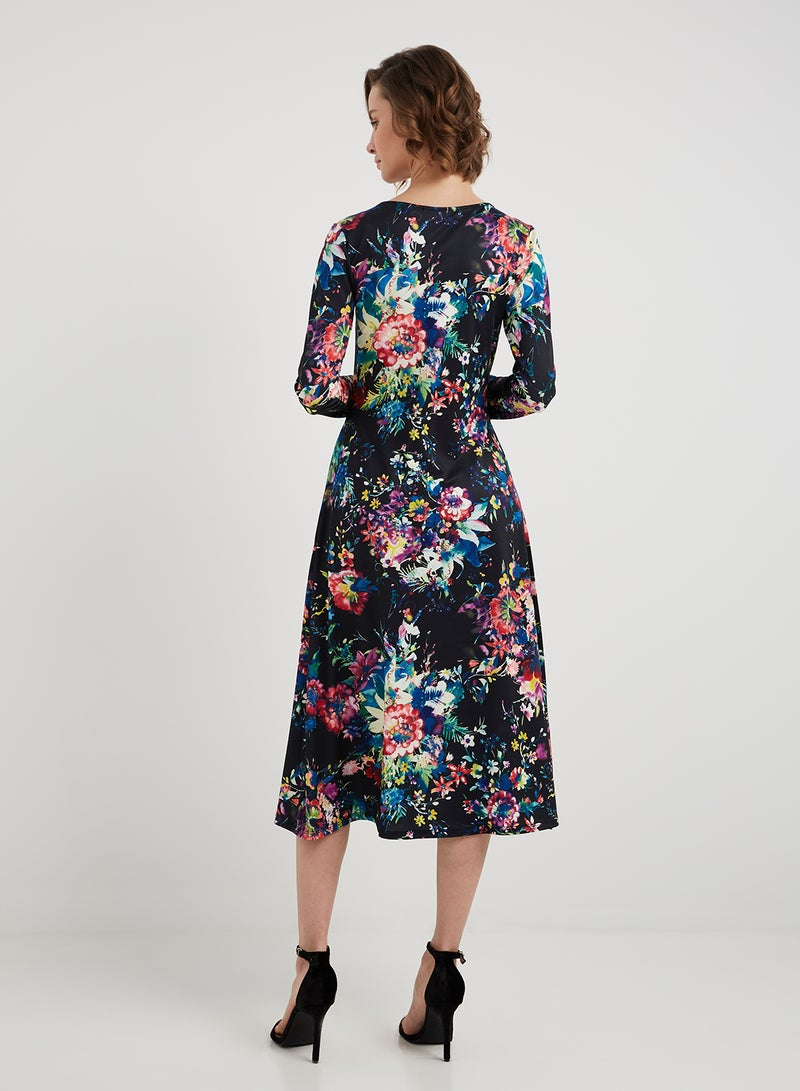 keguay Printed Midi Dress Black/Blue/Pink  - Image 2