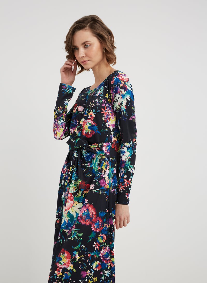keguay Printed Midi Dress Black/Blue/Pink  - Image 3