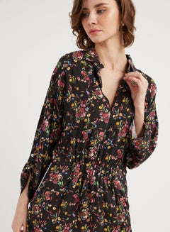 keguay Printed Midi Dress Black/Pink/Yellow  - Image 4
