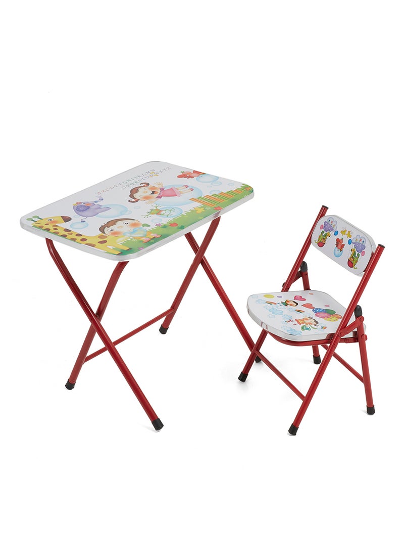 Goldedge Children Educational Back To School Table And Chair White/Red 5kg - Image 1