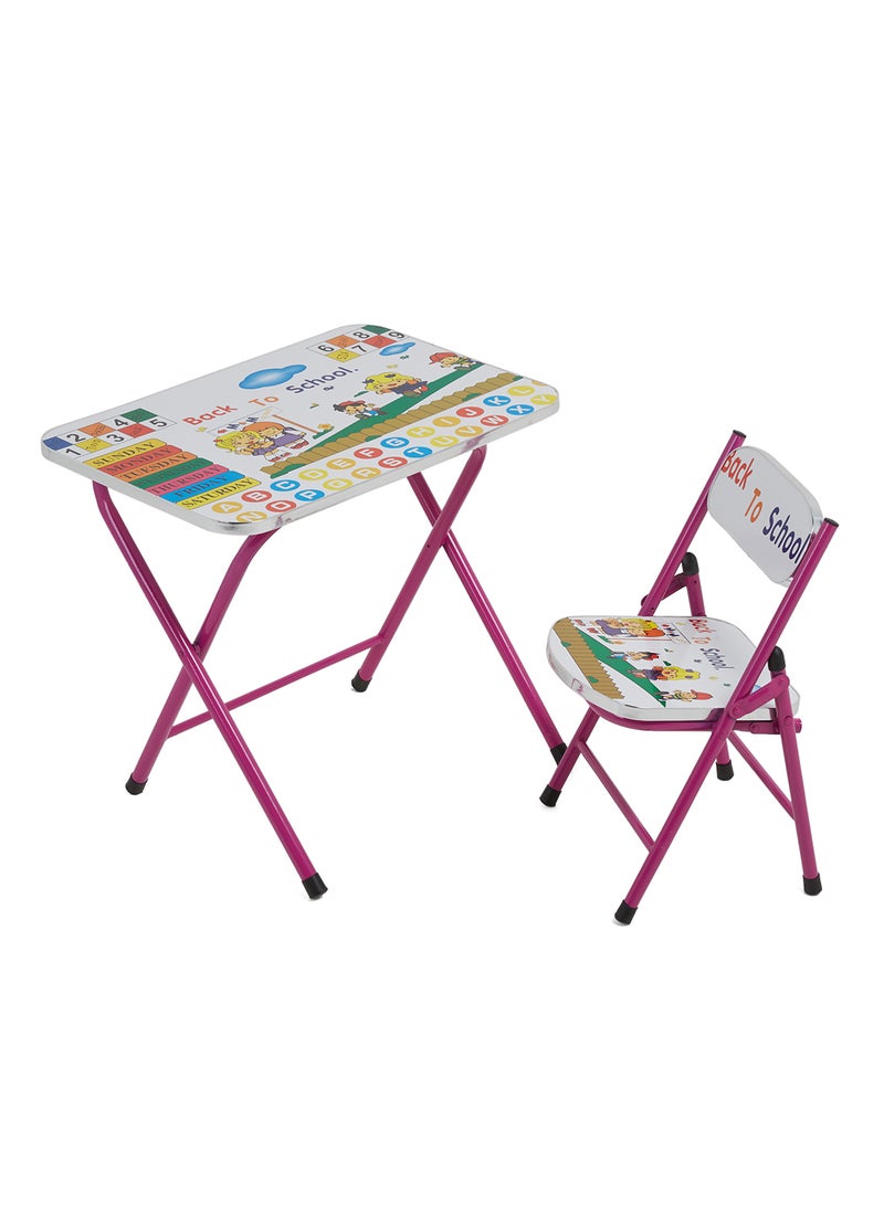 Goldedge Children Educational Back To School Table And Chair White/Pink 5kg - Image 1