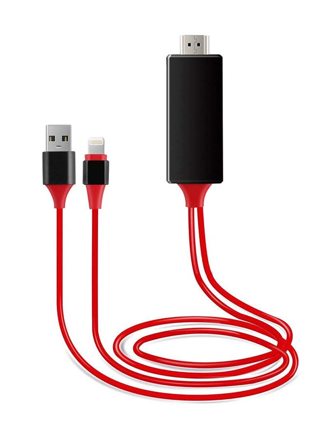 2-In-1 Lightning to HDMI Cable Red/Black - Image 1