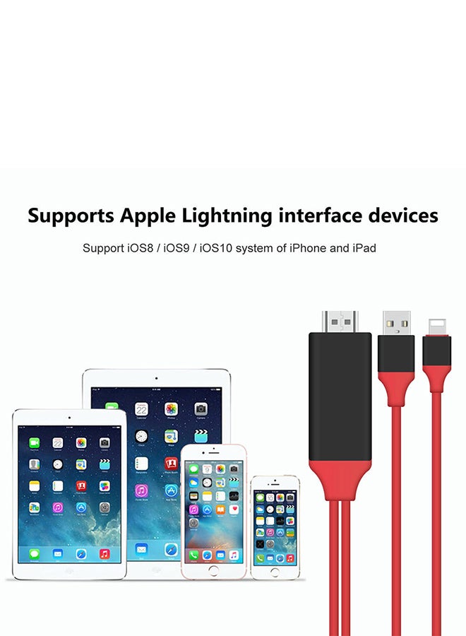 2-In-1 Lightning to HDMI Cable Red/Black - Image 3