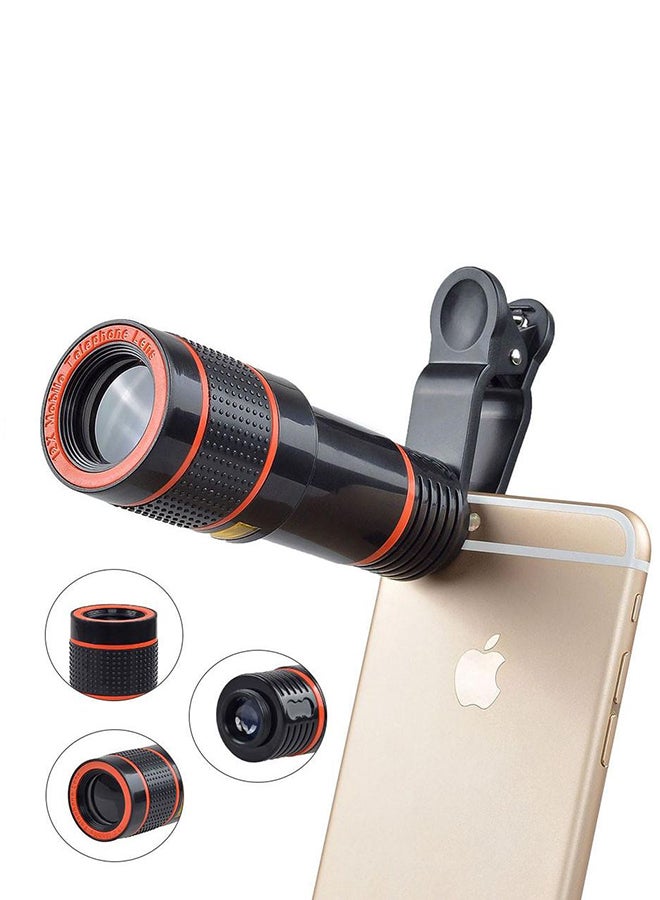 عدسات كاميرا 12x شاملة مقربة للتصوير عن بُعد للهواتف الذكية أسود - Image 2