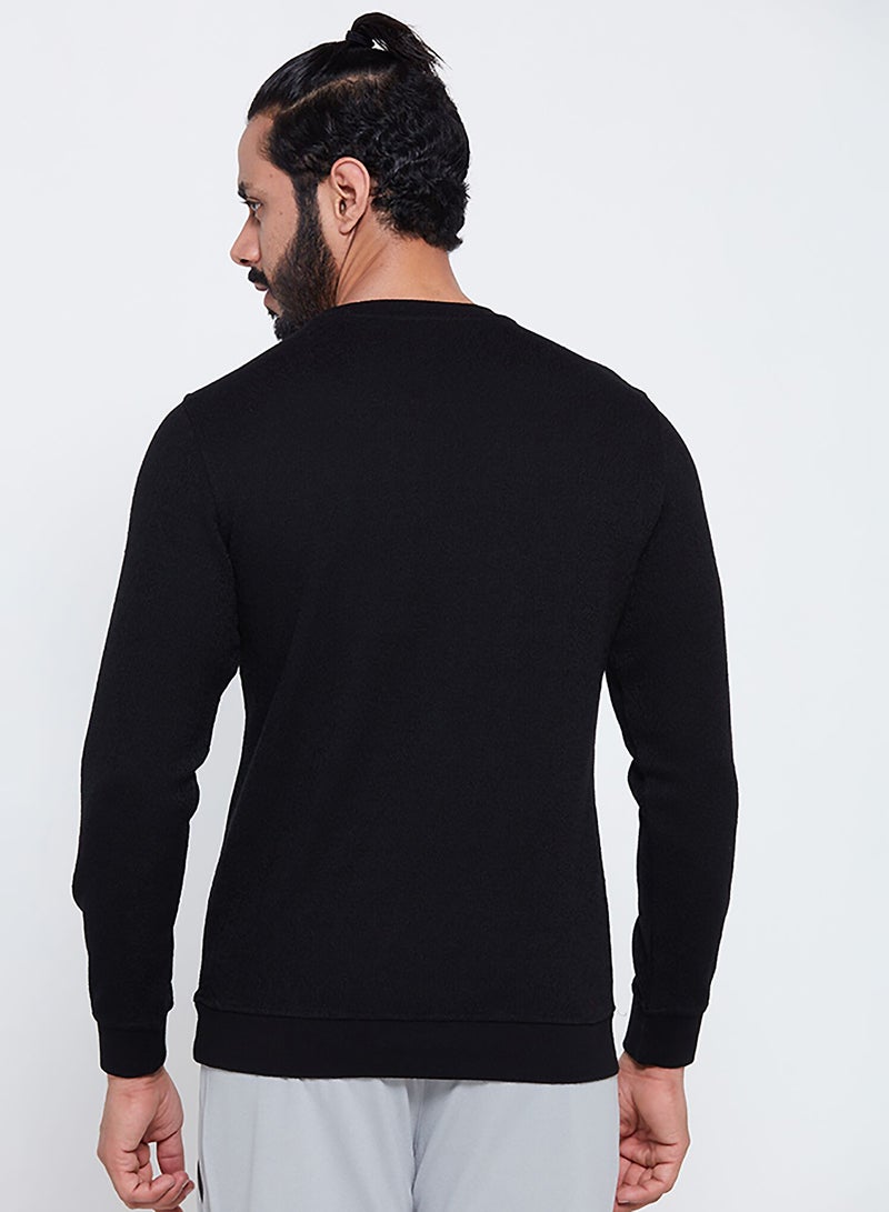 PETRO - Printed Solid Long Sleeve T-Shirt Black - Image 1