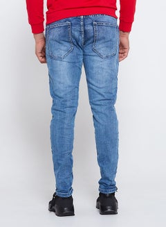 PETRO Skin Fit Bottom Zipper Fashion Stretchable Jeans Blue  - Image 2